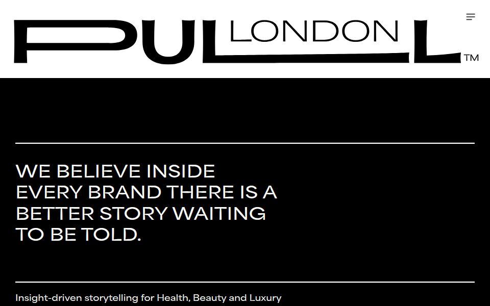 The Pull Agency homepage, September 2026