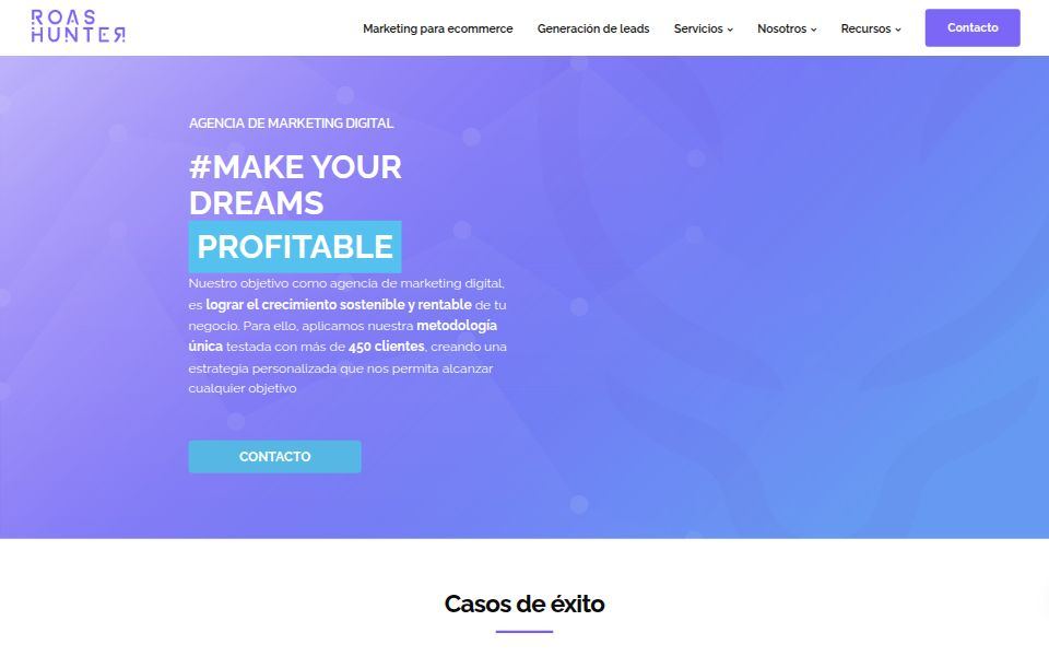 Roas Hunter homepage, September 2026