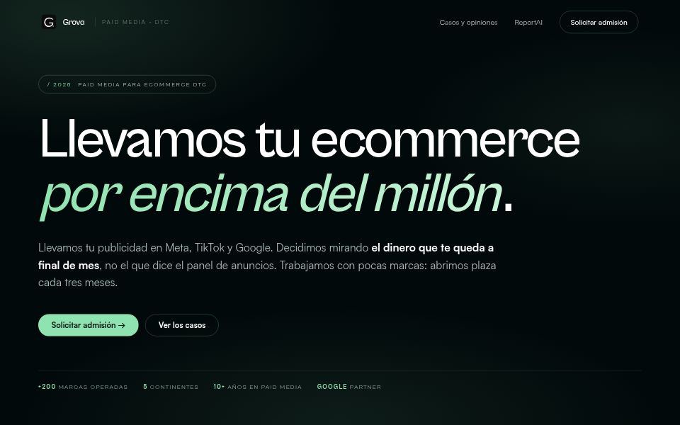 Grova homepage, September 2026